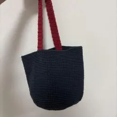 BEAMS BOY かごバッグ ニットバッグ ネイビー レッドのサムネイル