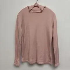 天使のシフォン綿100% ハイネック 長袖カットソー ピンク Lサイズのサムネイル