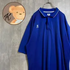 【希少★】ラッセルアスレティック メンズ　ポロシャツ　半袖　ドライ　XXL 青のサムネイル
