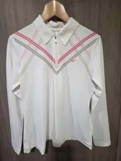 Nike GOLF 長袖ポロシャツ レディースL 吸汗速乾 千鳥柄