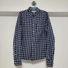 【美品】アバクロシャツ Mサイズ 長袖シャツ　白紺色ストライプ