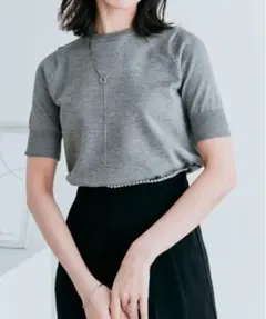 Ada. 半袖 サマー　クルーネック ニット グレーのサムネイル