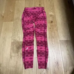ASICS 幾何学模様 ピンク タイツ