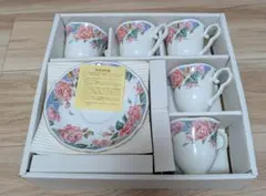 ★未使用★HOYA Honey Bone カップ＆ソーサー バラ柄 5客セット