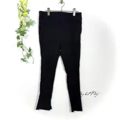 UNIQLO ユニクロ リブ スリット レギンス パンツ XL 黒 ストレッチ