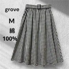 grove グローブ ロングフレアスカート ロングスカート Mサイズ チェック柄