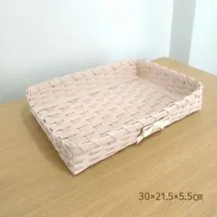 【No.101】トレイ　バスケット　かご　小物入れ　クラフトバンド　ピンク
