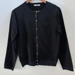 美品　Index 長袖　カーディガン　ブラック　ラメ　パール　L 刺繍