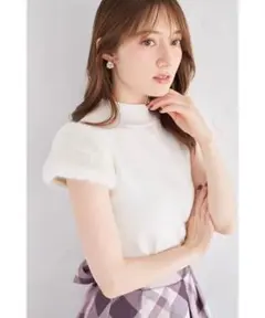 ファースリーブ切り替えニットプルオーバー tocco closet アイボリー