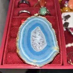 天然鉱石 ブルー瑪瑙 メノウ ペンダント