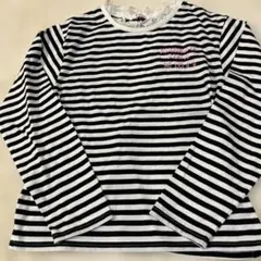 ピンクラテ　ストライプ 長袖カットソー XS 140 150
