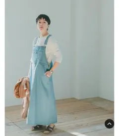 サマンサモスモスブルー デニム ジャンパー スカート (M) 青 高山都