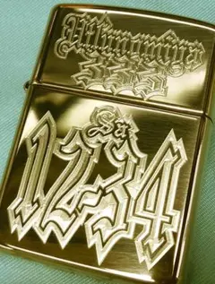 ナンバー彫刻 車 ジッポアーマーボディ 砲金ジッポー ギャング文字 