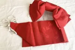 浴衣　赤 付け帯・作り帯 リボン付き