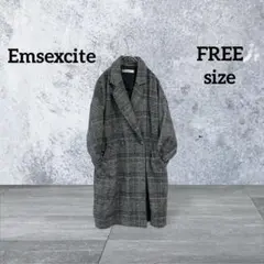 【Emsexcite】アウター/チェスターコート/グレー系/チェック柄/フリー
