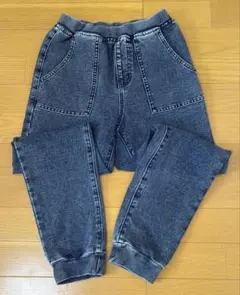 ダークブルー デニム風ロングズボン