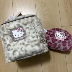 しまむら ハローキティ ヒョウ柄 バニティポーチ ファー