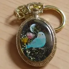 鳥　花火　キラキラぷっくりキーホルダー