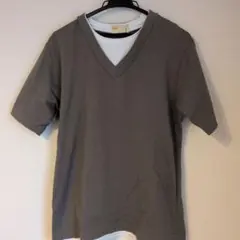 NANO universe グレー Vネック Tシャツ