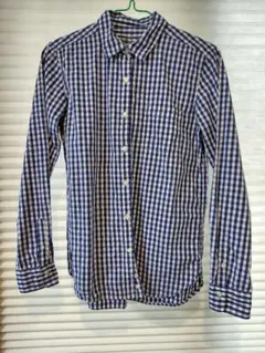 無印良品 長袖シャツ ギンガムチェック ブルー Mサイズ