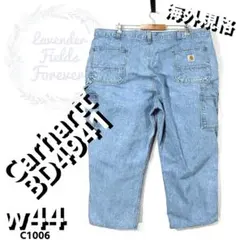 カーハートデニムワークペインターパンツC1006極太ロゴw44アメリカ古着