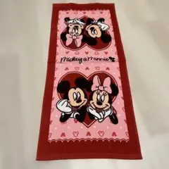 ミッキーミニー　フェイスタオル　ディズニー　赤