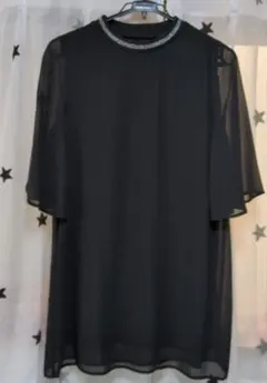 ZARAシースルー五分袖トップス 黒
