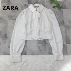 ZARA＊パールビジューリボンブラウス＊ホワイト　S