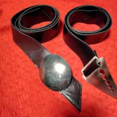 サッシュベルト　ファッションベルト　黒と茶色2本　中古品　合皮ベルト