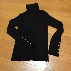 未使用タグ付きnano・universeリブ編みハイネックセーター ブラック