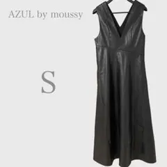 アズールバイマウジー　合皮ノースリーブワンピース　フェイクレザー　ブラック　Ｓ