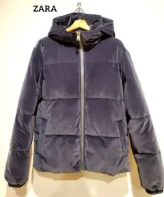 ​【美品】ZARA ザラ ベルベット パフジャケット 中綿ブルゾン M