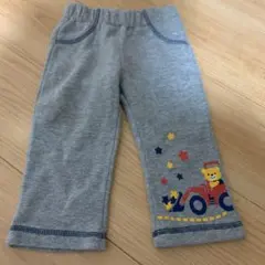 80cm トラクターとクマのイラストのパンツ 裏起毛