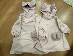 mezzo pianoウサギ耳トレーナー ワンピース100cm&120cmセット