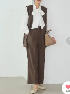 オフィスカジュアル　ベスト・パンツ　セットアップ　ブラウン　Мサイズ
