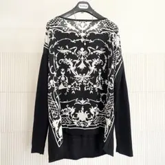 Maxmara 極美品 アラベスクプリント シルク切替ニット L