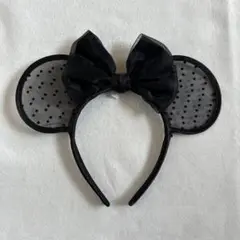 【ほぼ未使用】ディズニー　ミニー　カチューシャ　ドット　ブラック