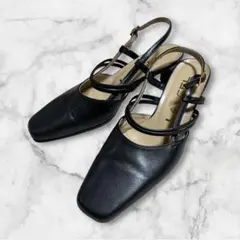 【LANCEL】ランセル ストラップ パンプス 黒 本革 23のサムネイル
