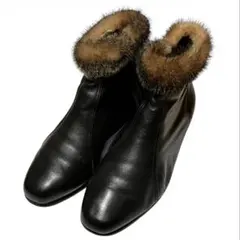 ❤️美品❤️ZORBIDO リアルファー付 本革アンクルブーツ（23.0cm相当）