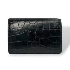 サンローラン　パリ　クロコ型押し　三つ折り財布　コンパクトウォレット　ブラック