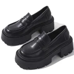 SHEIN 厚底ローファー 25.5cm ブラック 黒