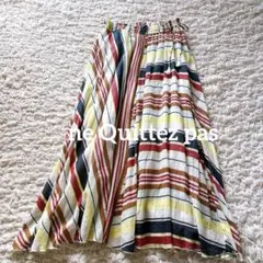 ヌキテパ コットンボイル ロングスカート ギャザー フレア マルチストライプのサムネイル