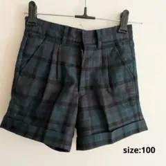 チェック柄 プリーツ 半ズボン 100cm 園児風 発表会