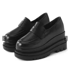 レザー厚底 ローファー ブラック