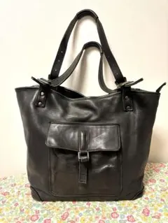 レザートートバッグ　黒　アンティーク調　日本製