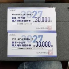 VTホールディングス 株主優待券 新車・中古車購入時利用優待券 3万円分 2枚