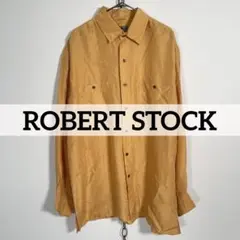 希少カラー 90s ROBERT STOCK 長袖シルクシャツ イエロー 絹 L