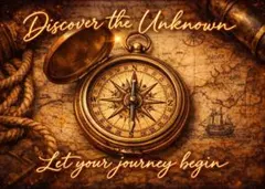 アンティーク羅針盤ポスター｜冒険×旅｜ヴィンテージ風インテリア｜2L判アート