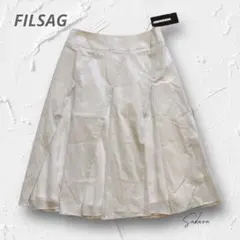 Y4978【フィルサージ】新品✨プリーツ切替フレアスカート オフホワイト M