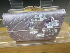 未使用✨️宇野千代 三つ折り財布 花柄 刺繍 がま口 カードケース ピンク